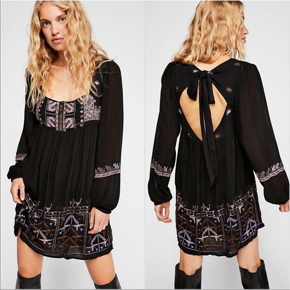 Free People Rhiannon Embroidered Mini Dress Size S NEW